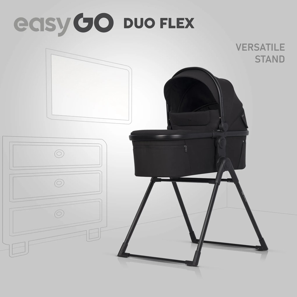 Súrodenecký kočík EasyGo Duoflex Ebony Black, 2 športové časti , 1 hlboká vanička