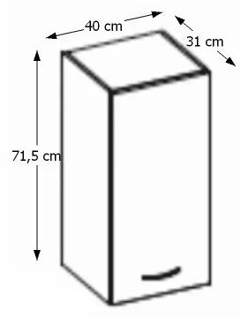 Horná kuchynská skrinka Prado 40 G-72 1F - biely vysoký lesk