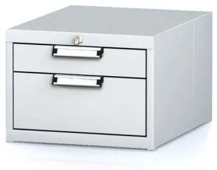 Alfa 3 Závesný dielenský box na náradie k pracovným stolom MECHANIC, 2 zásuvky, 480 x 600 x 351 mm, sivé dvere