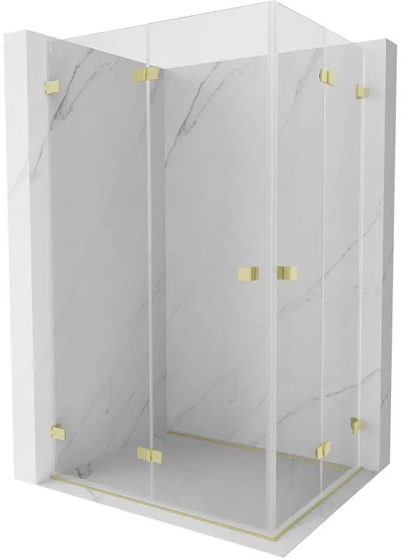 Mexen Lunar-F Duo, skladací sprchový kút 95 x 80 cm, 6mm číre sklo, zlatý matný profil, 836-095L-080P-55-00