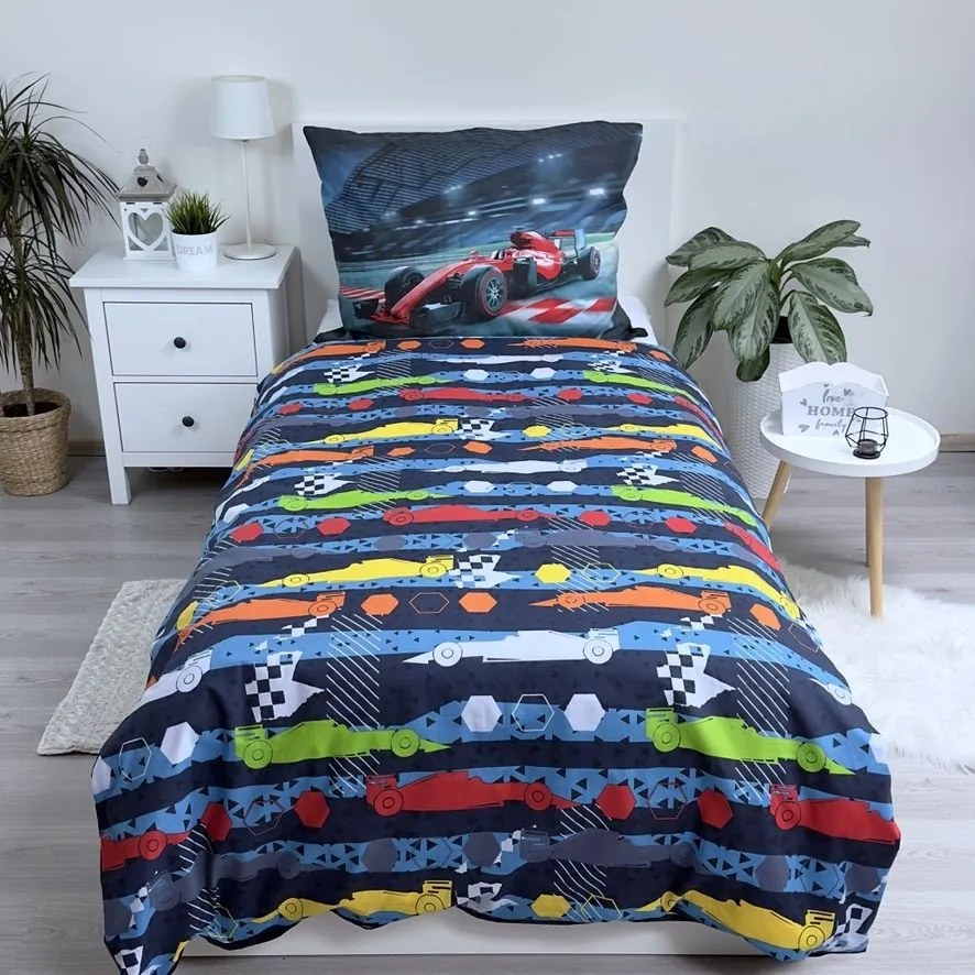 Jerry Fabrics Formula modrá 140x200/70x90 cm