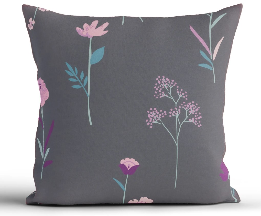 Bavlnená obliečka na vankúš Renforcé 40 × 40 cm - Vlčie maky tmavo šedé