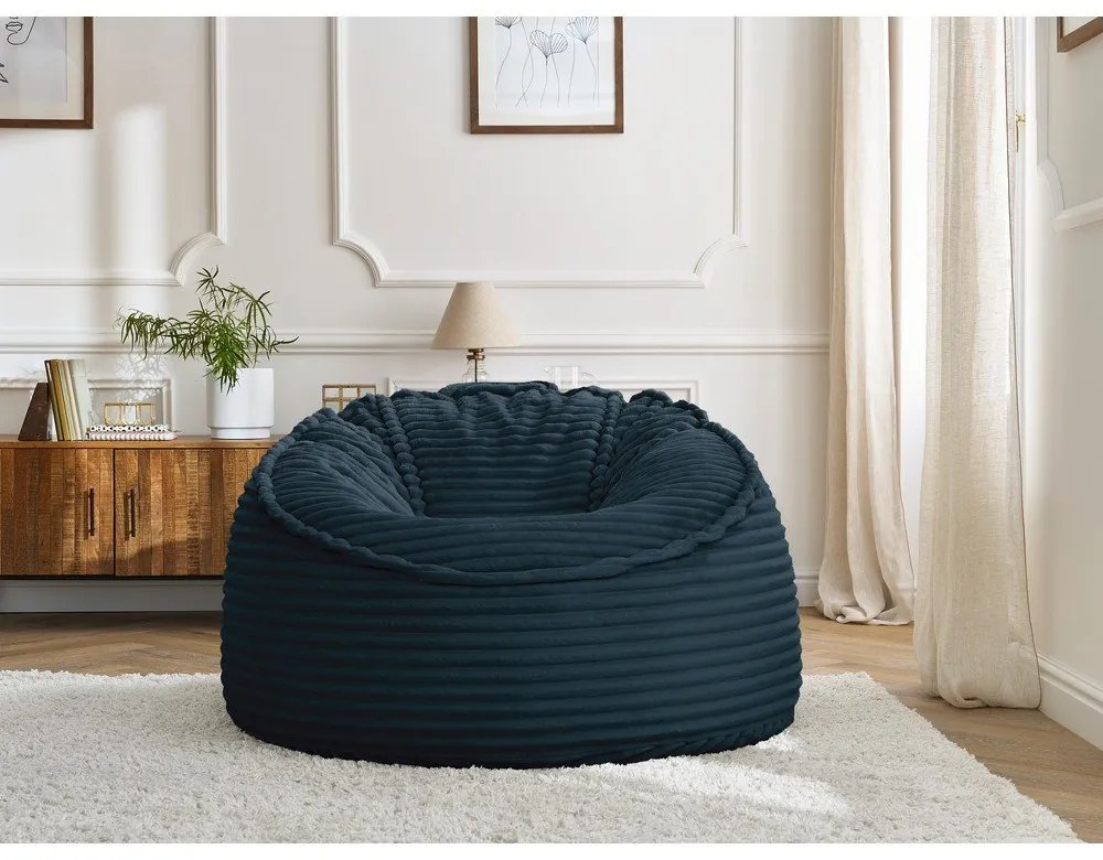 Tmavomodrý menčestrový sedací vak Socrate – Bobochic Paris