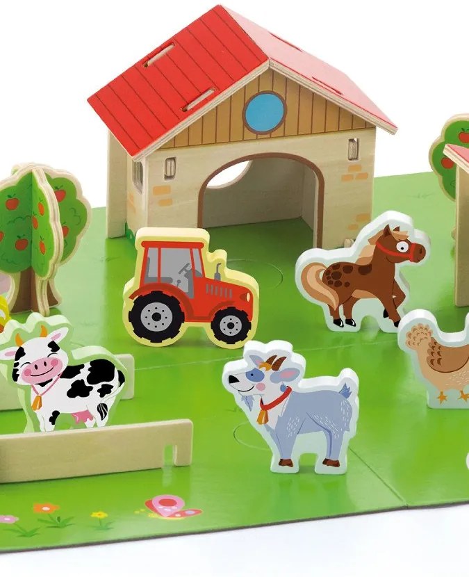 Detské drevené 3D puzzle Viga Farma