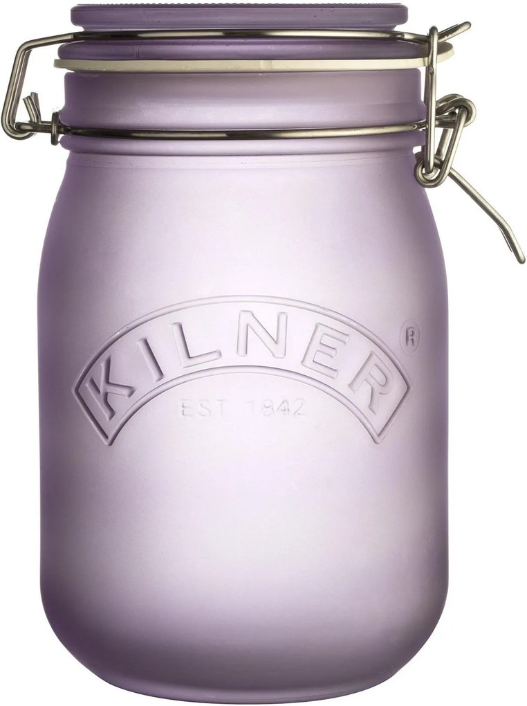 KILNER Sklenená dóza s klipom Purple Frosted 1 l