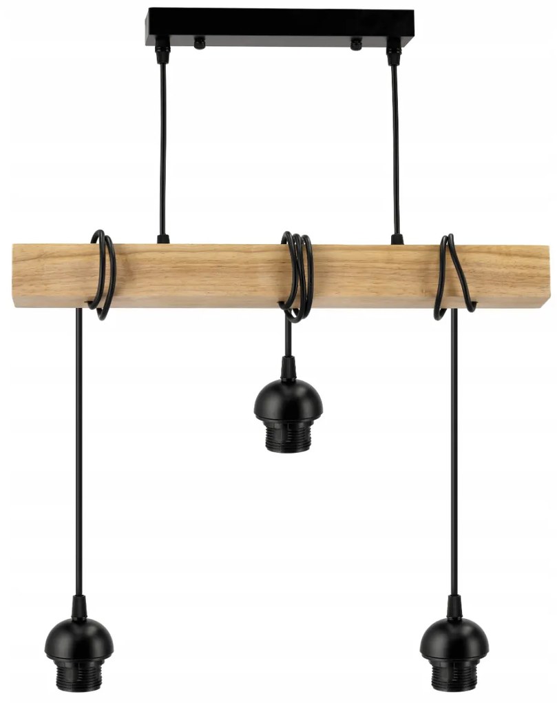 BERGE Závesné stropné svietidlo LED drevený trám 3xE27 Luster Wire ball