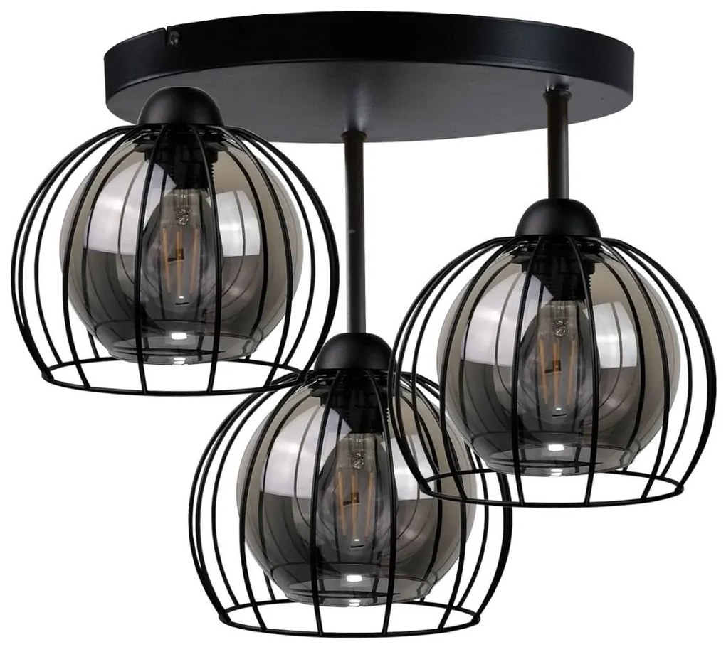 Prisadený luster SOLO BLACK 3xE27/60W/230V pr. 30 cm