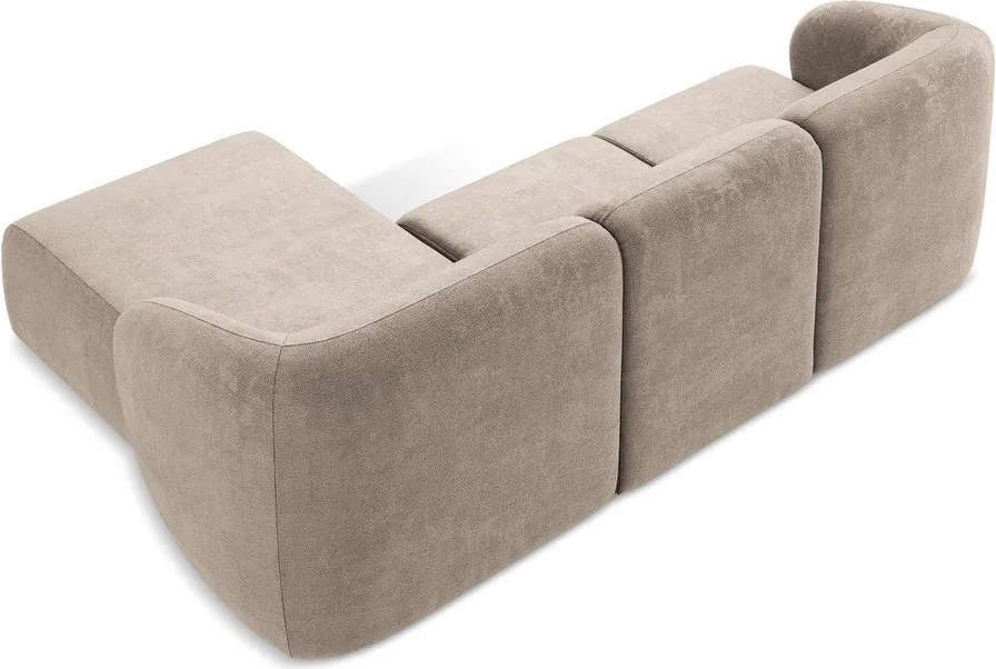 Svetlohnedá ženilková rohová pohovka (pravý roh/s leňoškou) Lani – Makamii