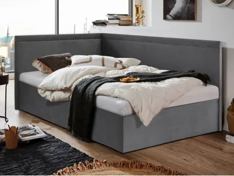 Rohová posteľ Travis ľavá120x200, šedá látka%