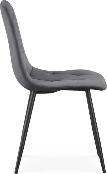 Sada dvoch jedálenských stoličiek MILO zamatové, grafitové / čierne nohy (2 ks)