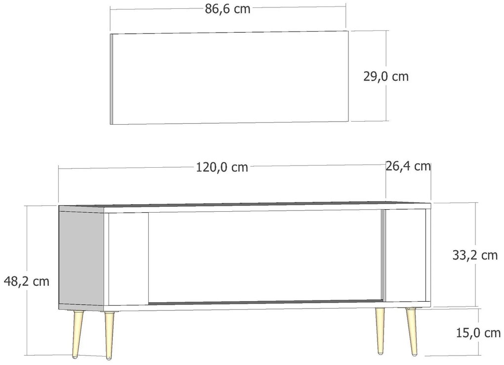 TV stolík/skrinka Retrotopic (antracit + zlatá). Akcia -19%. Vlastná spoľahlivá doprava až k Vám domov. 1127717