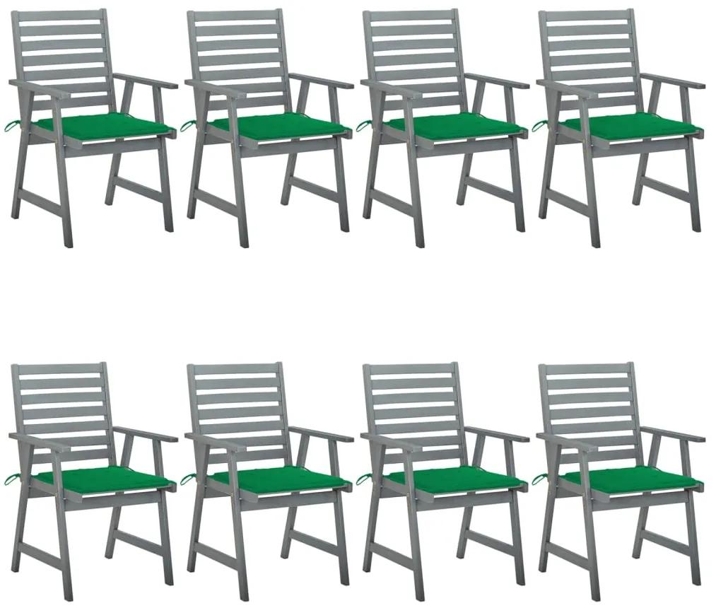 Záhradné jedálenské stoličky s vankúšmi 8 ks akáciový masív