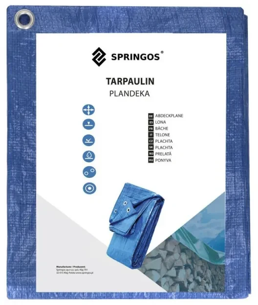 SPRINGOS Krycia plachta s okami 3x5 m, 60g PE, modrá SPRINGOS PROTECT