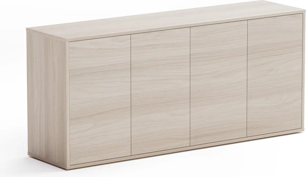 Kancelárska zásuvková komoda BLOCK, 1600 × 400 × 710 mm, 4× dvere, dub prírodný