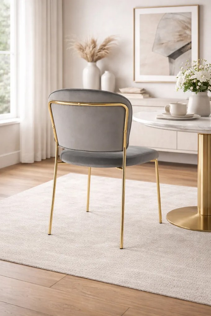 JEDÁLENSKÁ STOLIČKA SENNA SIVÁ + ZLATÉ NOHY