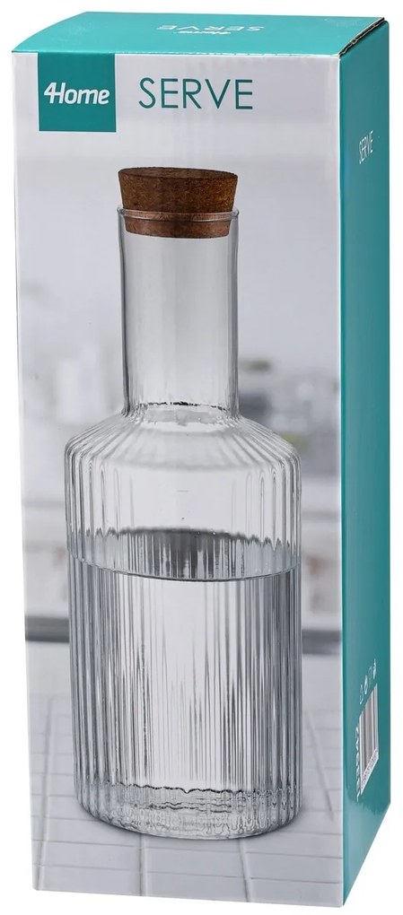 4Home Sklenená karafa s korkovou zátkou Serve, 1 l