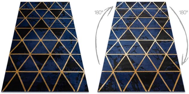 Koberec EMERALD exkluzívny 1020 glamour, styl marmur, trojuholníky granátový / zlatý