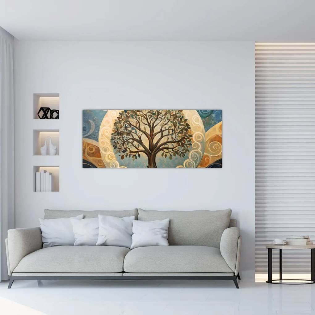 Obraz – Strom života a špirály (120x50 cm)