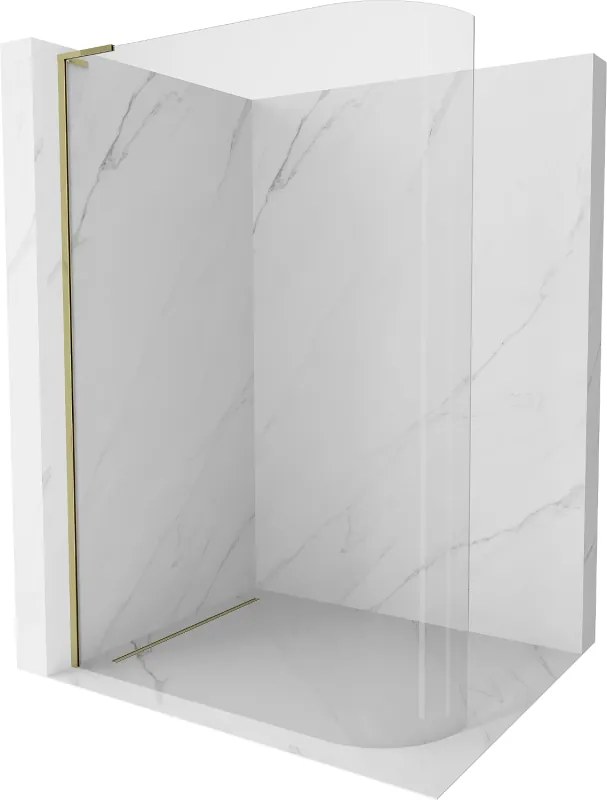Mexen Kioto L, sprchová zástena Walk-In 80 x 200 cm, 8mm číre sklo, zlatý lesklý profil,800-080-103-50-06