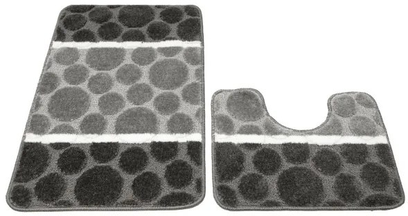 Sada kúpeľňových koberčekov SIENA sivá, pruhy / bodky