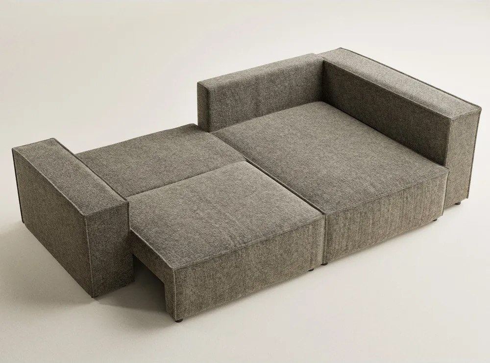 Hnedá ženilková rozkladacia/s úložným priestorom rohová pohovka (pravý roh/do L) Tonga – Maison de Rêve