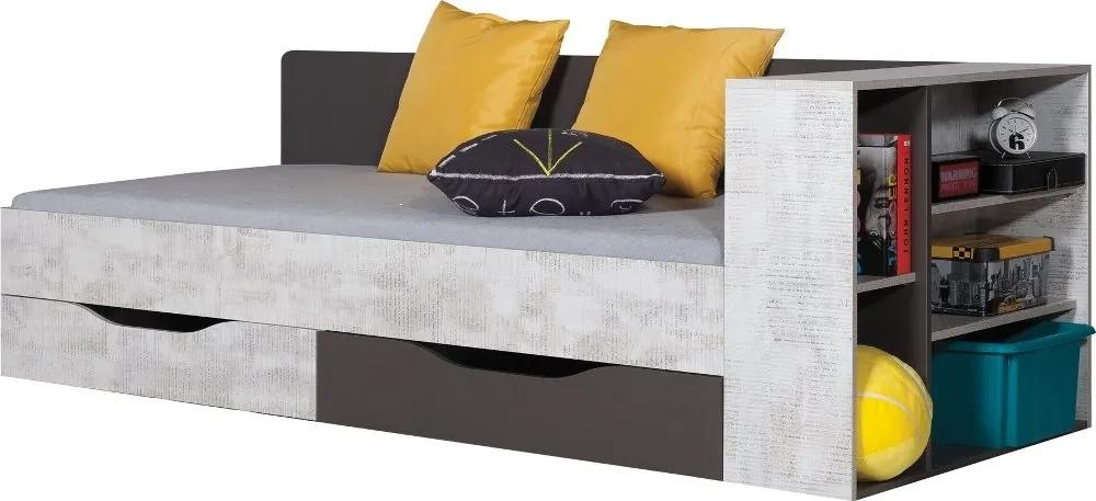 TABLO posteľ a regál TA12 A+B Farba: Grafit + Enigma