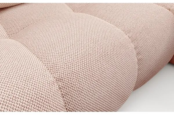 Rozkladacia rohová čalúnená sedacia súprava s úložným priestorom do tvaru L ALMADA pravá ružová