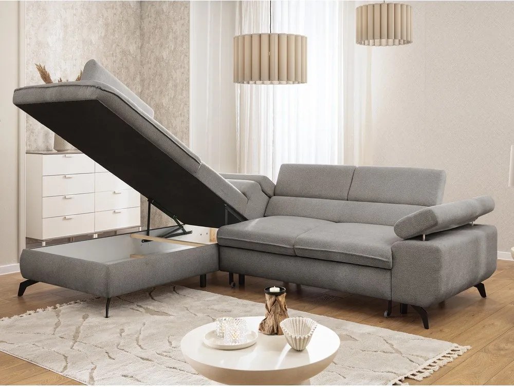 Svetlosivá ženilková rohová pohovka (ľavý roh/do L) Marbeya – Ropez