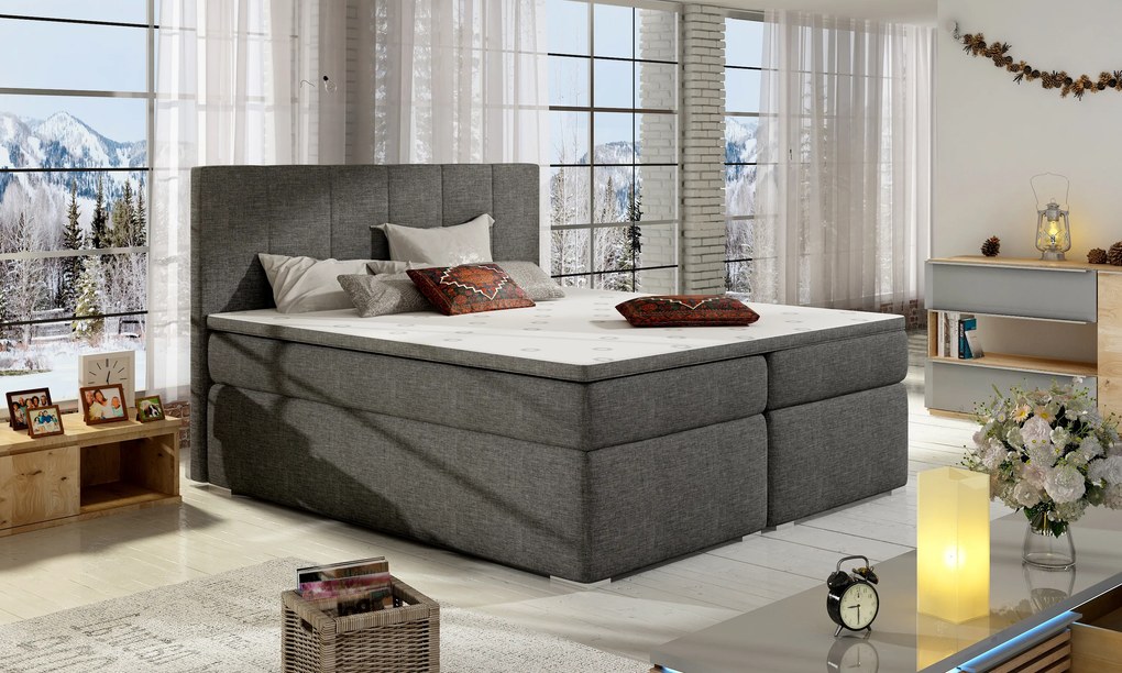 Moderná box spring posteľ Brano 180x200, šedá