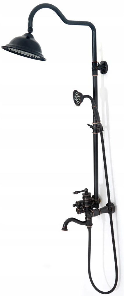 Sprchová súprava MAXMAX Rea VINTAGE čierna s patinou a výtokom do vane