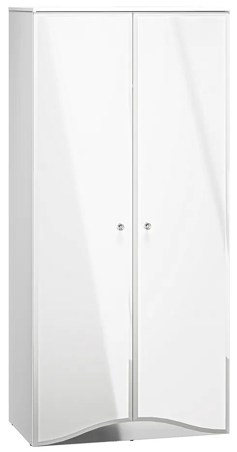 ŠATNÍKOVÁ SKRIŇA CRISTINE BIELY LESK + ZRKADLOVÝ SOKEL 90 cm