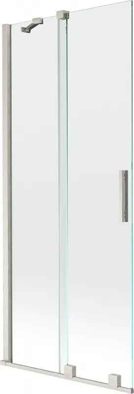 Mexen Velar, 2-krídlová posuvná vaňová zástena 85 x 150 cm, 8mm číre sklo, brúsená oceľ, 896-085-000-01-97
