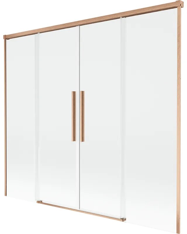 Mexen Rox, 2-krídlová posuvná vaňová zástena 190 x 150 cm, 8mm číre sklo, medený matný profil, 8C9-190-002-65-00
