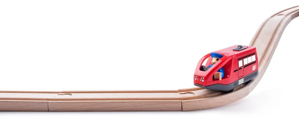 Woody Moderná elektrická mašinka k vláčikodráhe, červená