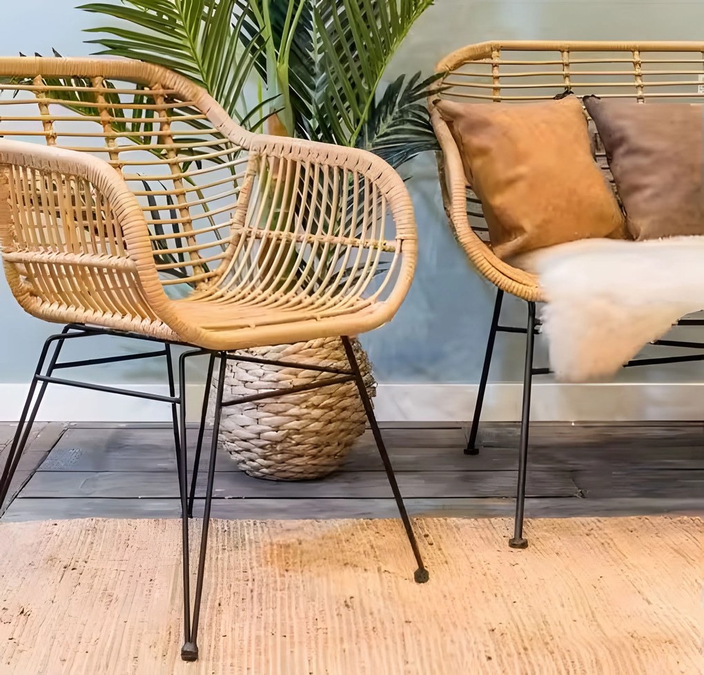 Sada záhradného nábytku z technoratanu, 2 stoličky s vankúšami, stôl, MultiGarden