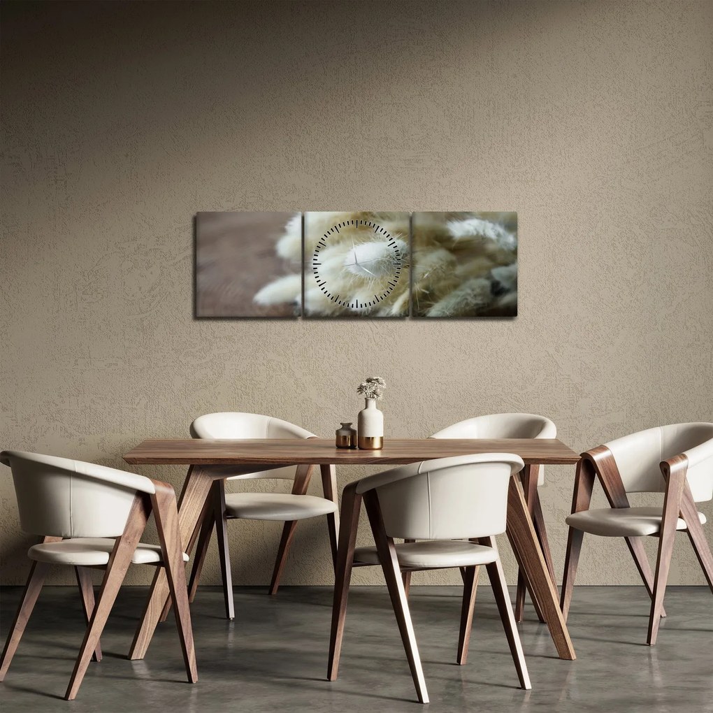 Obraz - Zajačí chvostík (s hodinami) (90x30 cm)