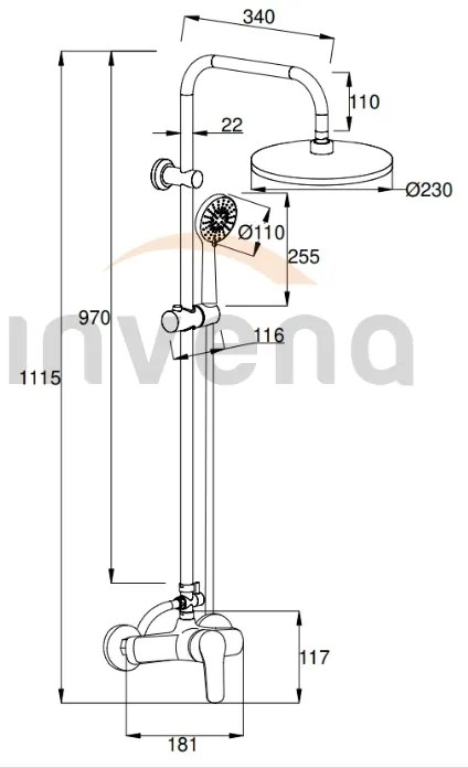 Invena MALTA AU-27-B01-S Sprchový set s batériou, chróm - Invena