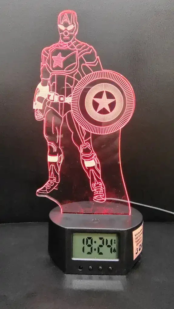 3Dmix 3DL-SMRT034 – 3D LED nočná lampa - Kapitán Amerika (Captain America) (Smart)