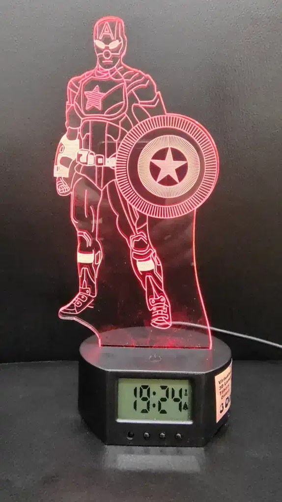 3Dmix 3DL-BSC034 – 3D LED nočná lampa - Kapitán Amerika (Captain America)