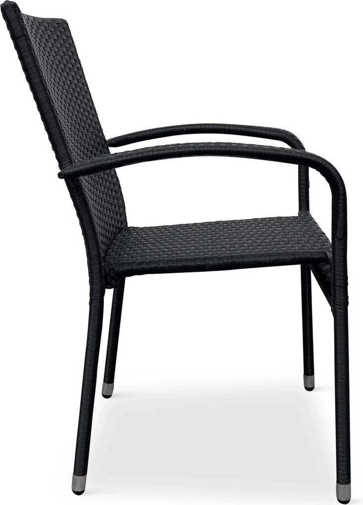 Noela Záhradný jedálenský set Klaudia čierny + 6x ratanová stolička Paris KD