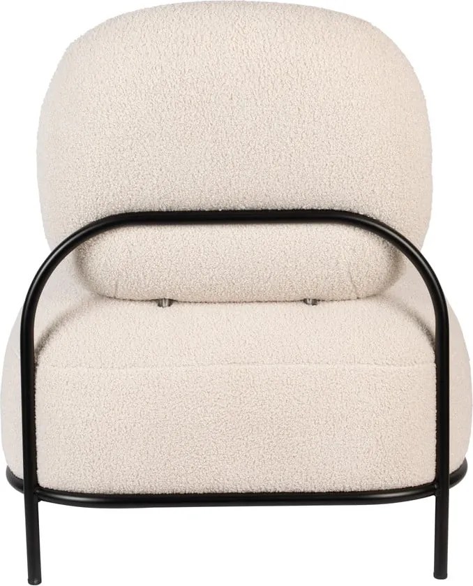 Krémové kreslo z textílie buklé Polly – White Label