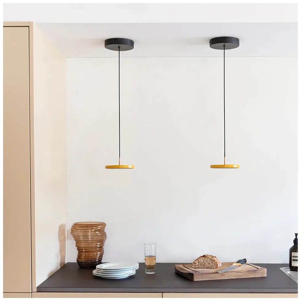 Okrovožlté LED závesné svietidlo s kovovým tienidlom ø 15 cm Asteria Micro – UMAGE