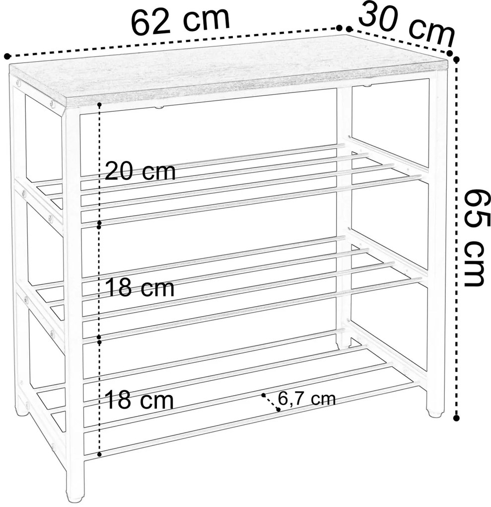 Botník STELLA 3 police rustikálny hnedý