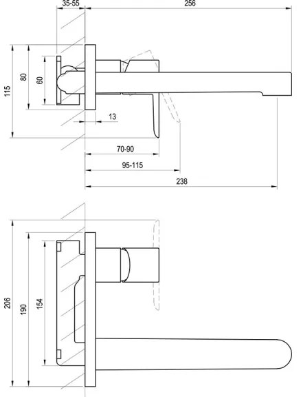 Ravak X070184 - Umývadlová batéria PURI pre podomietkovú inštaláciu, čierna