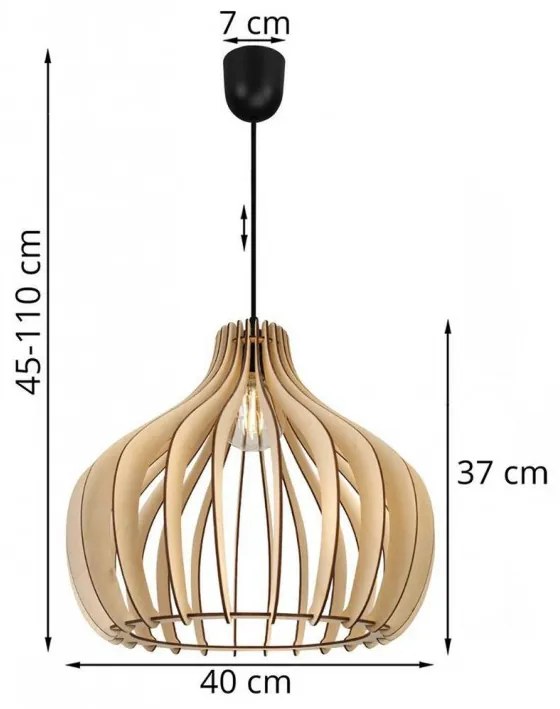 Lampa v škandinávskom štýle s veľkým dreveným tienidlom