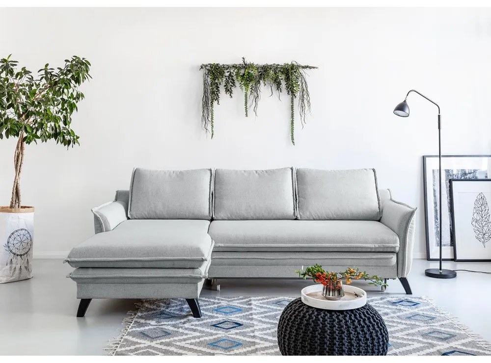 Svetlosivá rozkladacia rohová pohovka Miuform Charming Charlie, ľavý roh