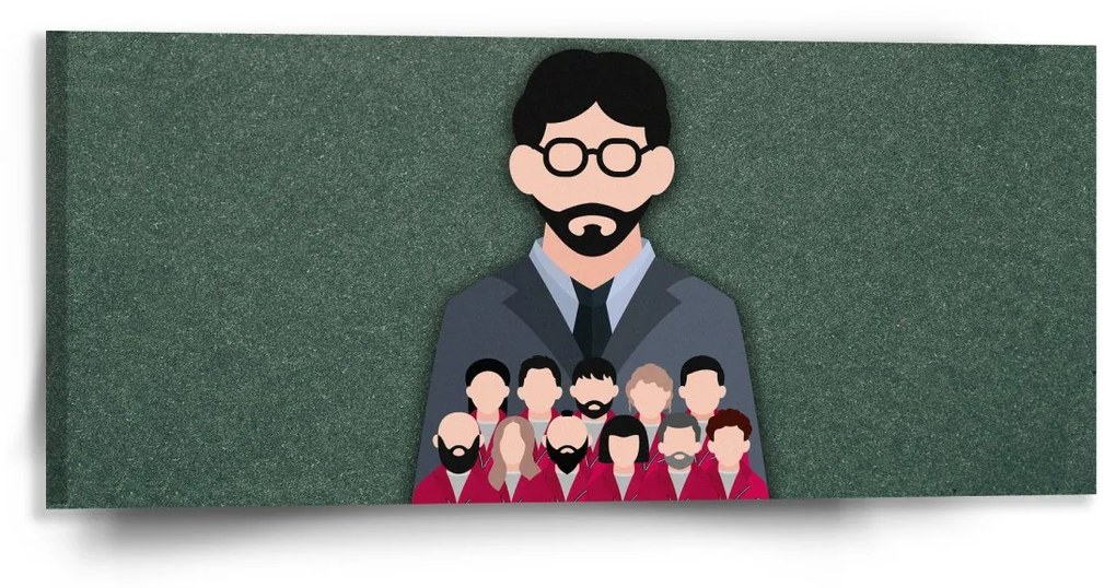 Sablio Obraz Money heist Profesor a jeho tím Zelená - 110x50 cm