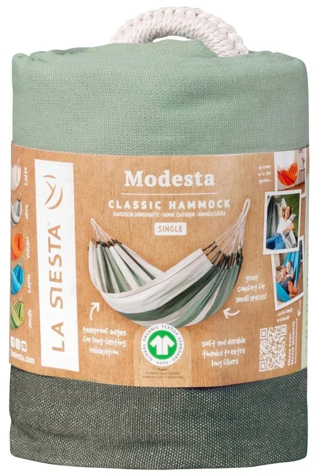 La Siesta Hojdacia sieť MODESTA SINGLE STRIPES - olive, 100 % organická bavlna