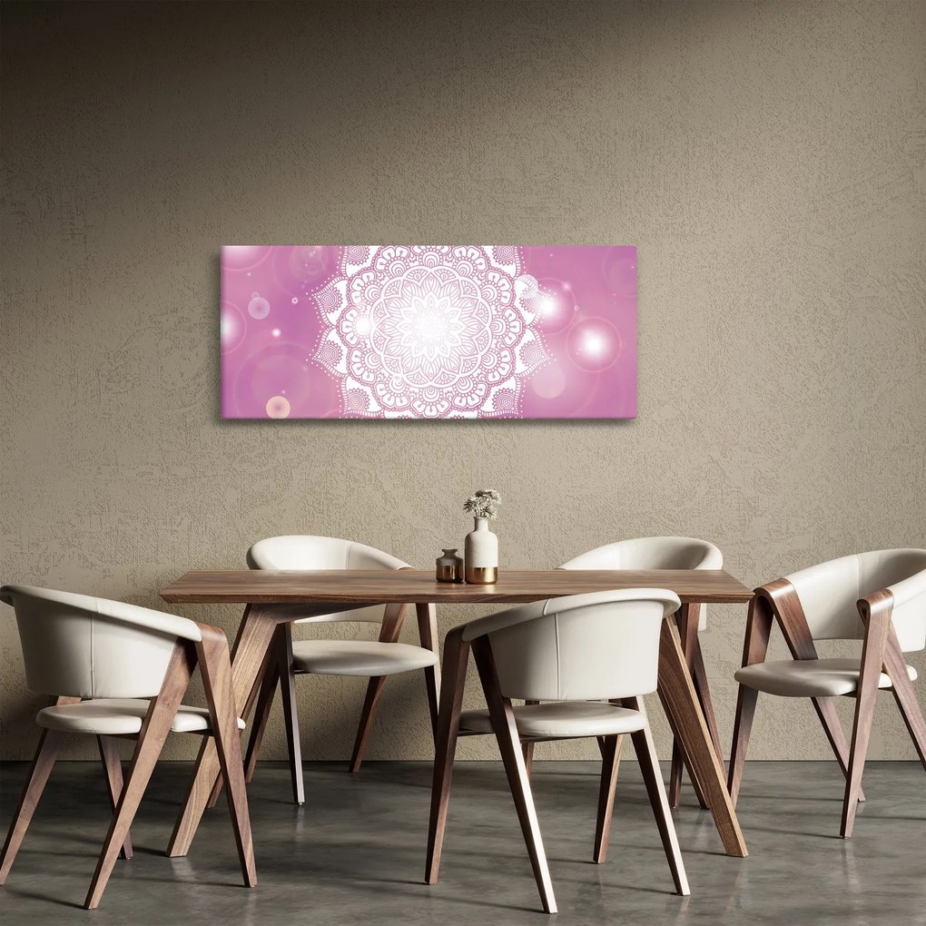 Obraz mandaly v ružovom pozadí (120x50 cm)