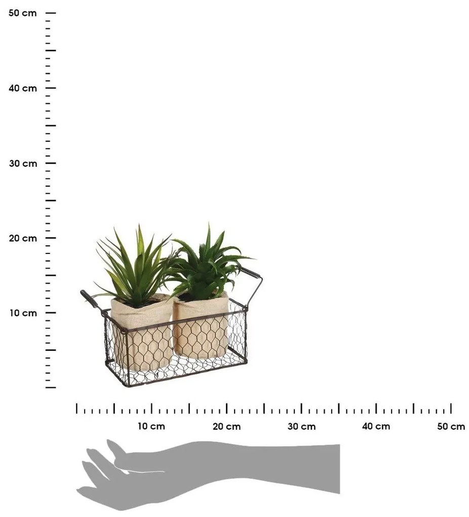 Sada umelých aloe vera v košíku